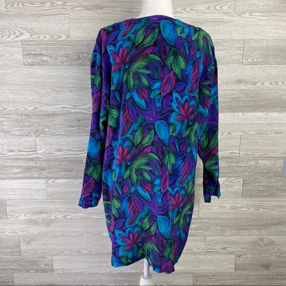 Dorman VTG Silk Purple Long Sleeve Button Blouse - Picture 5 of 6